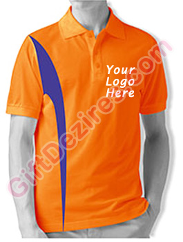 Designer Orange and Blue Color Company Logo T Shirts
